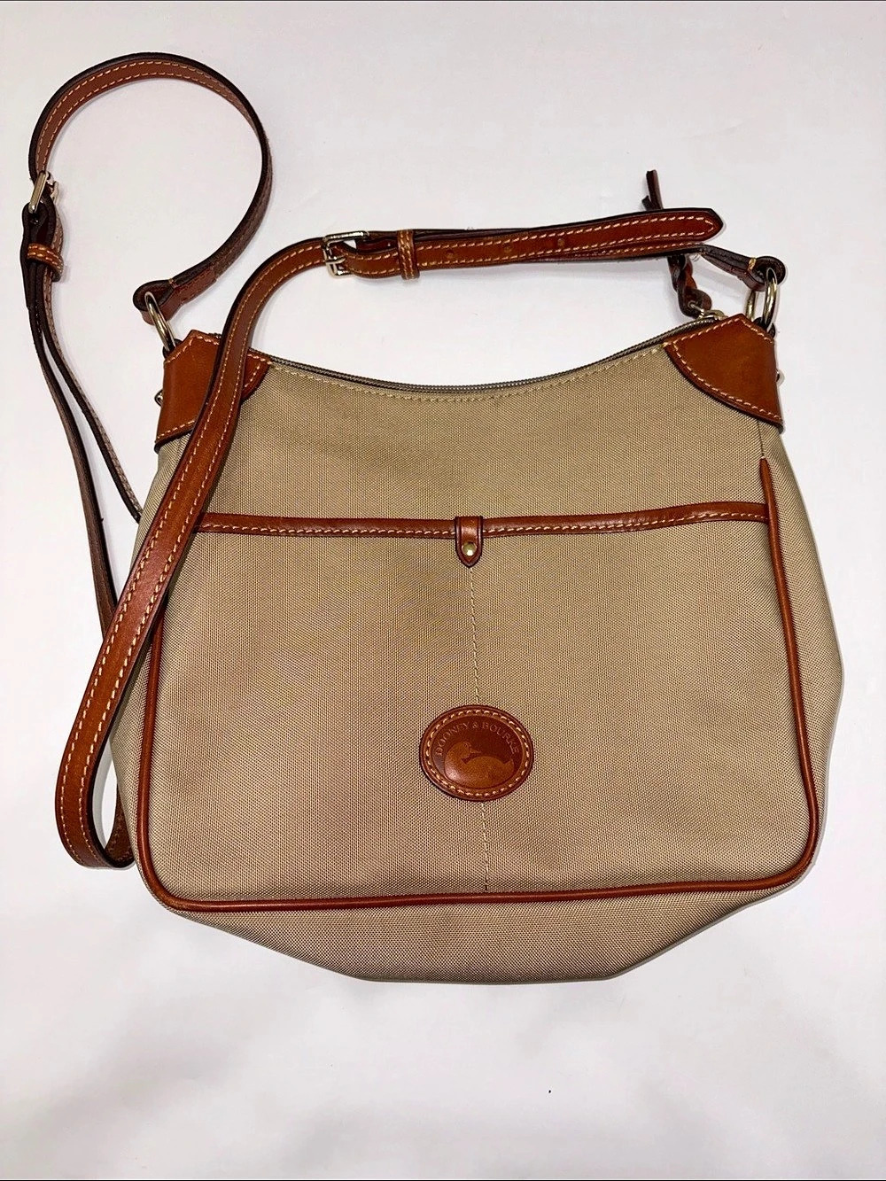 Dooney & Bourke Canvas Crossbody Bag in Brown & Tan